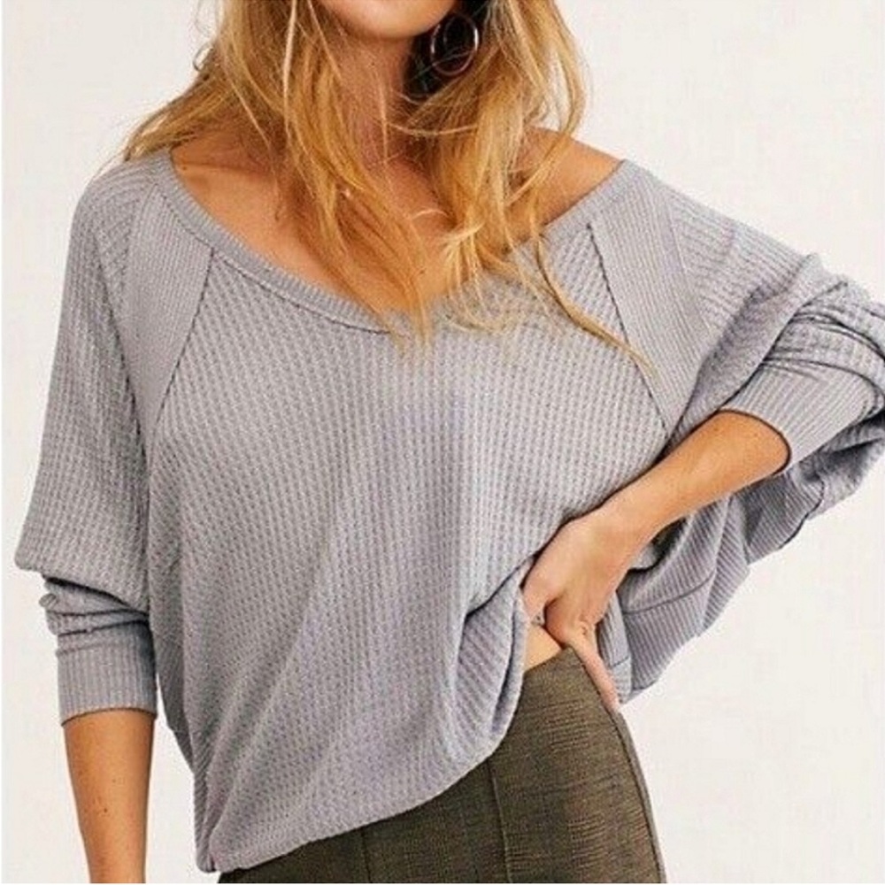 FP We The Free Santa Clara Oversized Thermal Top Medium Gray - Picture 12 of 13